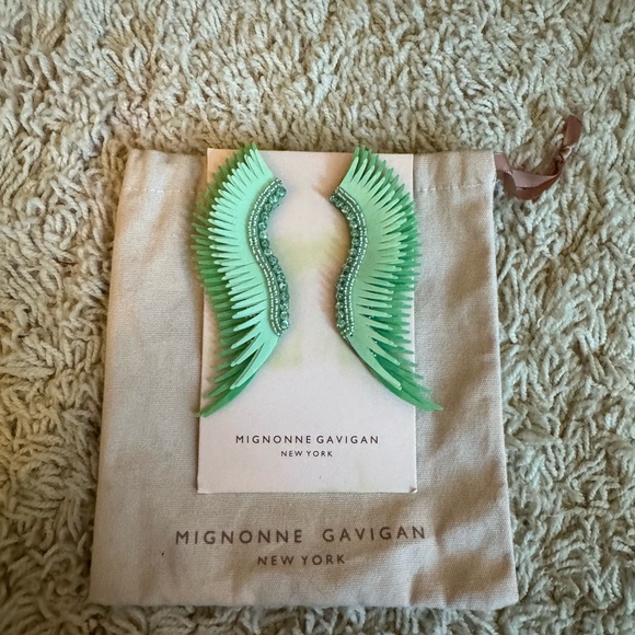 MIGNONNE GAVIGAN MADELINE LONG GREEN EARRINGS - Picture 1 of 2